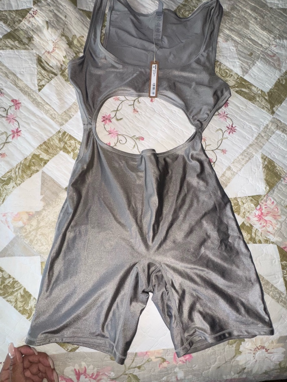 SKIMS Silver Gray Cutout Satin Romper